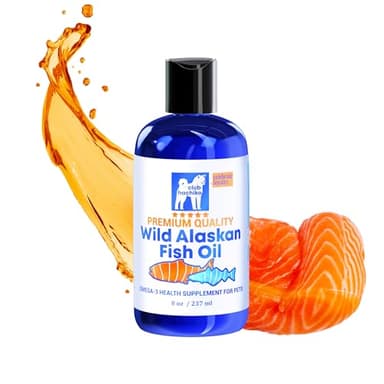 Wild Alaskan Salmon & Pollock Oil for Dogs – Itchy Skin, Shedding, Allergy & Joint Relief – NASC Certified Omega 3s – 8oz Liquid Food Topper – Club Hachiko