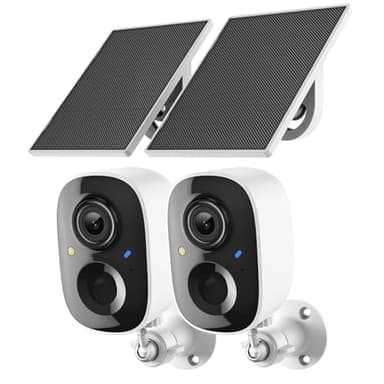 2K Security Camera Wireless Outdoor,Solar Powered WiFi Cameras for Home Security with Motion Detection,Color Night Vision(Spotlight),Instant Alert,2-Way Audio,Siren&SD/Cloud Storage,IP65,2.4GHz,2 Pack