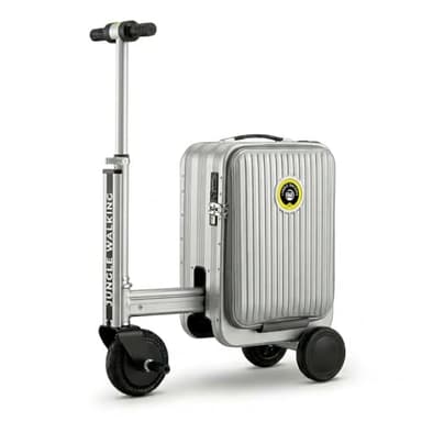 20" Electric Rideable Suitcase – Silver Scooter Luggage with 250W Motor & TSA Lock