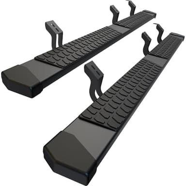 6 Inches Running Boards Side Steps Compatible with 2007-2021 Toyota Tundra Crewmax Cab 4 Full Size Doors, Black Textured Aluminum Nerf Bars