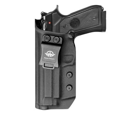 POLE.CRAFT IWB Kydex Holster for Beretta 92 A1 / 96 A1 / 92 FS Pistol Case - Inside Waistband Carry - Gun Accessories for Beretta 92A1 96A1 92FS(Black, Left Hand)