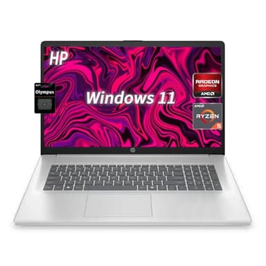 HP 17.3" FHD Computer Laptop | AMD Ryzen 5, 8GB LPDDR5 RAM | 512GB PCIe NVMe SSD Storage, Type-C/A, HDMI, Privacy Camera, Bluetooth, Wi-Fi 6, Windows 11 Home, Long Battery Life, Natural Silver