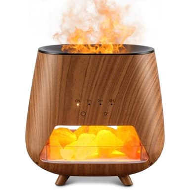 JJNJJN Essential Oil Diffuser for Home: 200ml Aromatherapy Diffuser with Himalayan Pink Salt Rock, Cool Mist Humidifier with Auto Off Function and 9 Colors LED Night Light for Bedroom