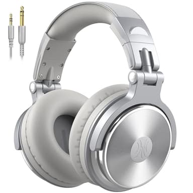 OneOdio Wired Over Ear Headphones Studio Monitor & Mixing DJ Stereo Headsets with 50mm Neodymium Drivers and 1/4 to 3.5mm Jack for AMP Computer Recording Podcast Keyboard Guitar Laptop - Silver