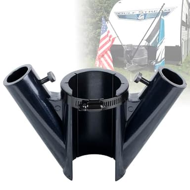 Camper & RV Accessories: Heavy Duty Dual RV Flag Pole Mount - Easy no Drilling Installation for Campers and Travel Trailers - Proudly Show Your Patriotism