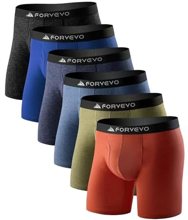 FORVEVO Underwear for Men Pack, Merino Wool Boxer Briefs, Breathable Boxer Shorts, Soft Moisture Wicking Pouch Underwear 6 Pack（M,Multicolor02
