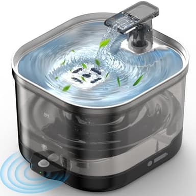 Accokids Wireless Cat Water Fountain Cordless with External Pump, 5000MAh Battery Operated, 68oz Rechargeable Automatic Pet Cat Fountains for Drinking with Motion Sensor, Quiet Pump(1 Filter)