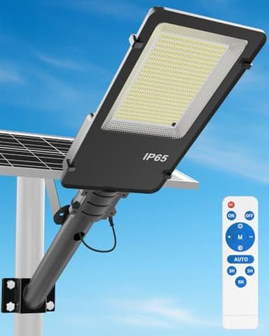 Engrepo Solar Street Lights Outdoor, 20000LM Solar Powered Flood Lights with Remote Control, Dusk to Dawn IP65 Waterproof Security Automatic Outdoor Lamp for Yard, Parking lot, etc.