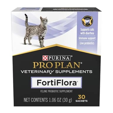 Purina Pro Plan Veterinary Supplements FortiFlora Daily Probiotics for Cats for Digestive Gut Health and Diarrhea - 30 ct. Box