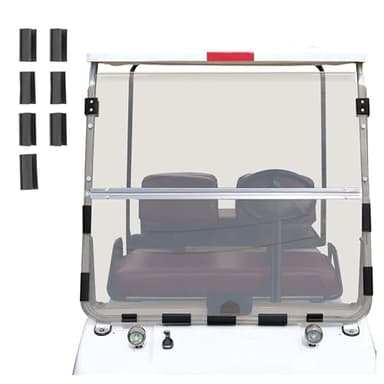 ECOTRIC Tinted Windshield Compatible with 1982-2000.5 Club Car DS Golf Cart Smoke Style Fold Down Windscreen