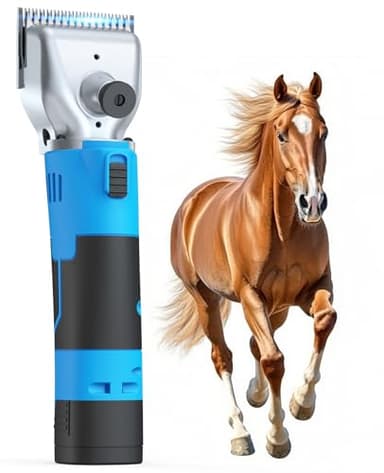 oneisall Cordless Horse Clippers,Professional Horse Grooming Clippers with 2 Batteries,Detachable Stainless Steel Blade Heavy Duty Horse Grooming Kit for Thick Coat