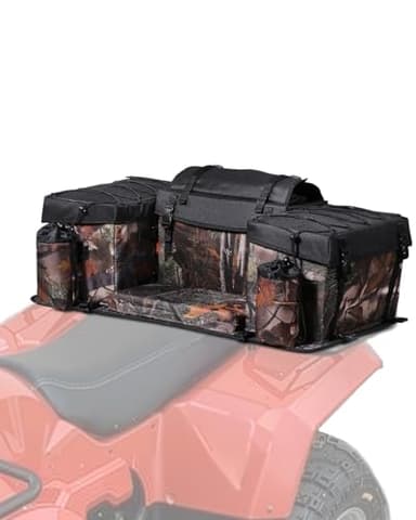 VEVOR ATV Rear Storage Bag, 68L ATV Rear Cargo Bag with Sponge Seat Cushion & Bottle Holder, 600D Oxford Cloth Storage Rear Rack Seat Bags Fit Most ATVs, UTV, Can-Am with Rear Rack