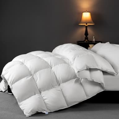 Rwlvpe Hungarian White Goose Down Comforter King Size, 850 Fill Power All Season Duvet Insert 75% Goose Down 25% Goose Feather, 600TC Ultra-Soft 100% Cotton Shell Comfortable (106"x90", White)