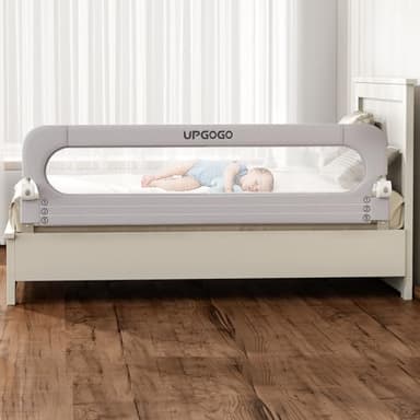 UPGOGO Folding Bed Rail for Toddlers,Baby Bed Rail Guard with Reinforced Anchor Safety System,Fit Bunk,Full Size,Queen,King,Twin(Grey,71"x23.6")