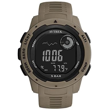 AVTREK Tactical Watch with Compass,50M Waterproof Pedometer, Digital Altimeter Watch for Outdoor Hiking/Climbing(Cafe)