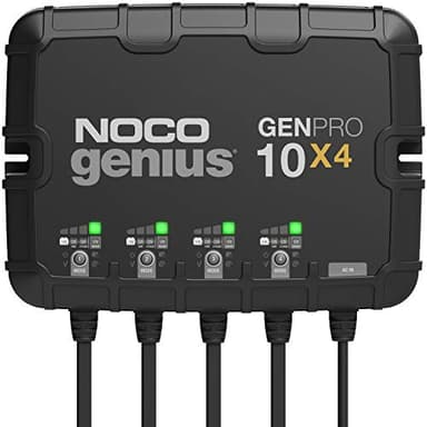 NOCO Genius GENPRO10X4: 4-Bank, 40A Onboard Battery Charger - 10A Per Bank, 12V Waterproof Marine Charger with Overcharge Protection & Temperature Compensation – for Lead-Acid & Lithium Batteries