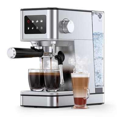 QJA Espresso Machine with Milk Frother, 20 Bar Compact Coffee Machine with Touch Screen & 57.5oz Removable Water Tank for Home, Stainless Steel Espresso Maker for Cappuccino, Latte(2025 updated model)