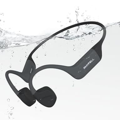 Rhyfell Swimming Headphones, Open-Ear Bone Conduction Headphones, 32G Memory, Bluetooth 5.4, Liquid Silicone, IP68 Waterproof for Swimming, Running, Fitness, Cycling