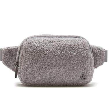 Pander Large 2L Fanny pack Everywhere Fleece Belt Bag for Women and Men with Adjustable strap Belt. (Light Grey)