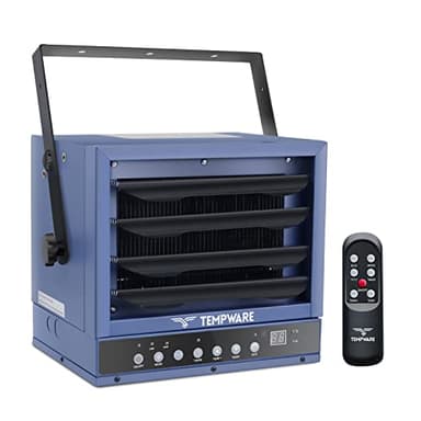 TEMPWARE Electric Garage Heater, 7500-Watt Digital Fan-Forced Ceiling Mount Shop Heater with Full-Function Remote, 240-Volt Hardwired with 12-Hour Timer, Ideal for Workshop