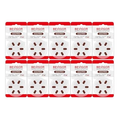 BEVIGOR Hearing Aid Batteries Size 312, Mercury Free (60 Count), Easy to Open and Carry, 1.4V, Long Lasting Batteries