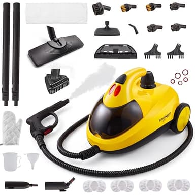 STEAMBOT® Heavy Duty Steam Cleaner with 2L Large Water Tank, 28-in-1 Multipurpose steam cleaner for home, High Temperature Deep Cleaning for Grout, Floor, Tile, Oven, Car, Window&Kitchen，no chemical