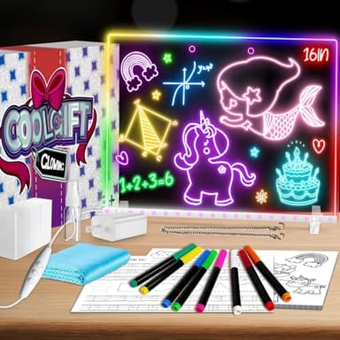 16" Led Drawing Board for Kids with 18 Tracing Stencils - Light up Led Note Board, 2026 Birthday Gifts for Boys Girls Ages 5 6 7 8 9 10 12+ Year Old, Magic Glow Art Toys for 6 7 8 9 10 Year Old, 39PCS