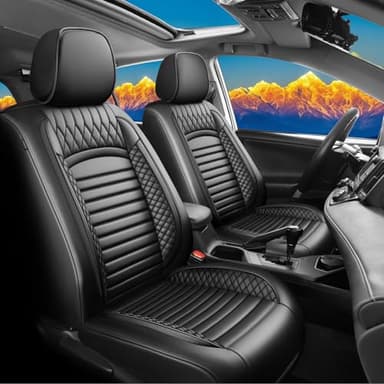 FQFZYMX Car seat Covers Compatible with Toyota RAV4 2013-2018 LE,XLE,SE,Premium, Limited,Adventure, Automotive Cushion Protector Replacement, Waterproof Faux Leather Full Set (Full Set, Black)