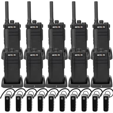 Retevis RB37 Bluetooth Two Way Radio with Earpiece,Wireless 2 Way Radios Handheld,2000mAh for 21-Hour,Headset Walkie Talkies Rechargeable,Type-C,for Retail Church School Dental Hotel Security(10 Pack)