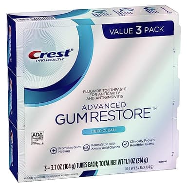 Crest Pro-Health Advanced Gum Restore Toothpaste, Deep Clean 3.7 Oz (Pack of 3)