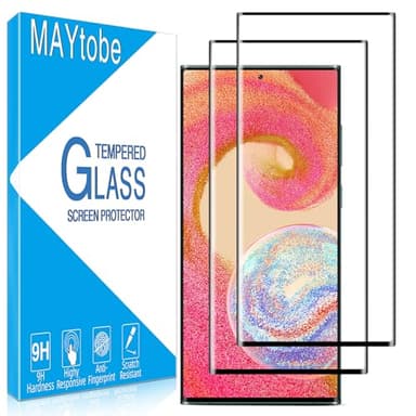MAYtobe [2-Pack Screen Protector for Samsung Galaxy S22 Ultra Tempered Glass 3D curved, scratch-resistant, easy to install