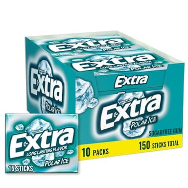 EXTRA Polar Ice Chewing Gum Packs, Sugar Free Gum in Bulk for Fresh Breath, 15 Sticks