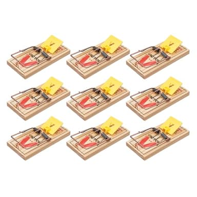 Victor M205-9 Wide Plastic Pedal Sustainably Sourced FSC Wood Humane Snap Rat Traps - 9 Wooden Traps