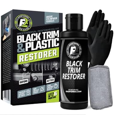 ExoForma Black Trim Restorer - Unique Dye-Infused Formula Lasts 6+ Months - Restores Factory Black to Plastic Trim - Protects Against UV Rays, Helps Conceal Scratches & Scuff Marks - Works in Seconds