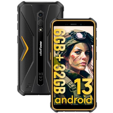 Ulefone Armor X12 Rugged Phones Unlocked, 5.45 inch Screen, Android 13, 6GB + 32GB, 13MP + 8MP Waterproof Camera, 4860mAh Battery, Military Grade Smartphone, Face ID, NFC, OTG, WiFi - Orange