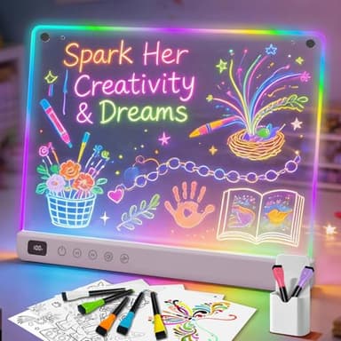 Lumiboard Led Drawing Board with 13 Light Effects, 16" Rechargeable Glow Doodle LED Note Board with Colors, Neon Light Up Drawing Tablet Gifts for Kids for Valentines Birthday Christmas Gift Ideas