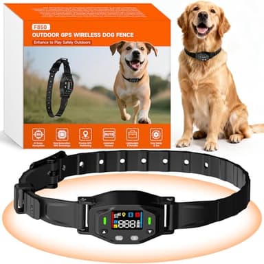 GPS Wireless Dog Collar Fence System, Electric Fence for Dogs with UBLOX Chip, 55-6000FT Range, 4-Zone Progressive Correction & 3 Modes, IPX7 Waterproof GPS Dog Collar for Outdoor Use