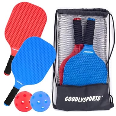 GOODLYSPORTS Kids Pickleball Paddles Set of 2 - Lightweight Pickleball Racket, Outdoor Games for Kids Ages 4-8, Pickleball Gifts for Training Beach & Backyard Ages 8-12