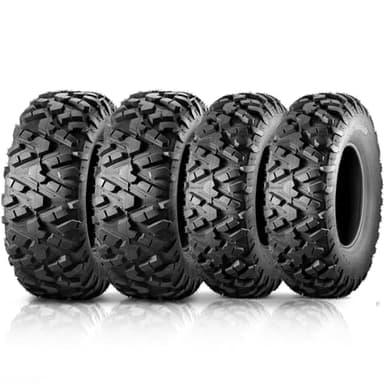 MaxAuto Set of 4 UTV ATV Tires 25x8-12 Front & 25X10-12 Rear Tire, 6PR Tubeless, Four Wheeler Tires All Terrain Tire 25x8x12 Sport Mud-tires 25x10x12 Off Road tire, 4 pack