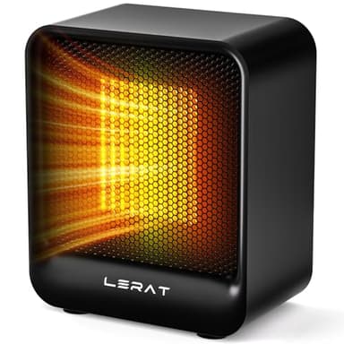 Lerat Electric Space Heater, Small Heater for Indoor Use, 500W PTC Fast Heating Portable Heaters, Overheating & Tip-Over Protection, Mini Personal Heater for Office Desk Camping, Black