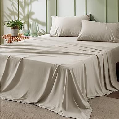Bedsure California King Sheet Sets - 4 Pieces Soft Cal King Sheets - Breathable & Cooling - Hotel Luxury - Easy Care Polyester Microfiber Bedding for Women, Men, Linen