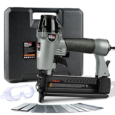 NEU Master Pneumatic Brad Nailer, 2 in 1 Nail Gun Staple Gun Fires 18 Gauge 2 Inch Brad Nails and Crown 1-5/8 inch Staples with Carrying Case and Safety Glasses(Used with Air Compressor)