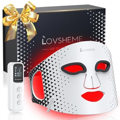 Lovsheme Red Light Therapy for Face, Advanced LED Face Mask Light Therapy, red light therapy Mask - Red, Blue & Infrared Light Therapy for Acne, Wrinkles & Skin Rejuvenation