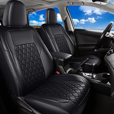 Huidasource Car Seat Covers Fit for Toyota RAV4, Full Coverage Waterproof Leather Seat Cushion Covers Full Set Fit for 2013-2018 Toyota Rav4 XLE LE XLE Premium Limited (Not for Hybrid, Black)