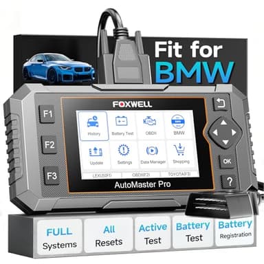 FOXWELL NT510 Pro fit for BMW OBD2 Scanner with 12V Battery Tester, Full System Diagnostic Bi-Directional Control Scanner, All Reset Services with Battery Registration Scan Tool fit for BMW/Mini/RR