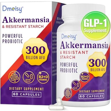 GLP-1 Supplement - 300 Billion AFU Akkermansia Muciniphila, Akkermansia Probiotic for Women & Men, for Boost GLP-1, Digestive, Gut, Immunity, Enhances Gut Lining Function & Intestinal Walls, 60 Count