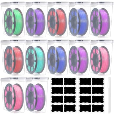 Blushtier 12 Pcs Large Filament Storage Box with Lids 3D Printer Dryer Clear Box Portable Storage with Label for 3D Printing Filaments Sealing and Protection 9.76 * 9.64 * 4.5inch