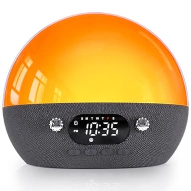 MOMILLA Sunrise Alarm Clock with Bluetooth Speaker, White Noise Sound Machine for Sleep, Clocks for Heavy Sleepers Bedrooms for Kids Adults, Wake up Light Night Lights Sunset Lamp