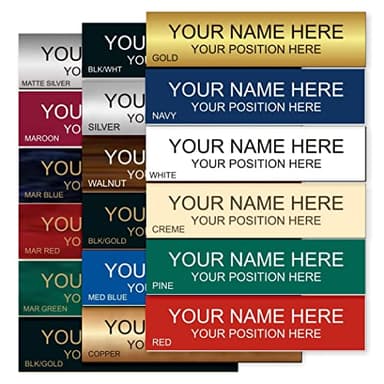 Lasercrafting Personalized Office Name Plate/Name Tag With Wall or Desk Holder - 2x8 - CUSTOMIZE. Choose from a variety of colors and fonts to match your style. Great gift idea.