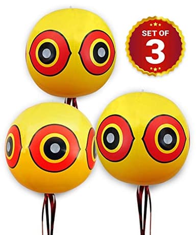 De-Bird Bird Scare Balloons - Inflatable Reflective Bird Deterrent Balloons - Pool & Boat Duck Deterrent Devices - Garden & Yard Goose Repellent Devices - Pack of 3, Neon, Plastic, Garden Style